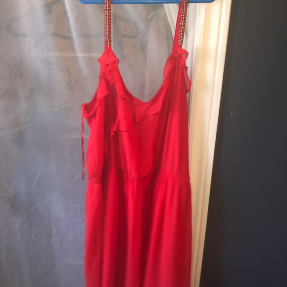 ZARA red dress with embellished straps and ruffle detail - Picture 7 of 10